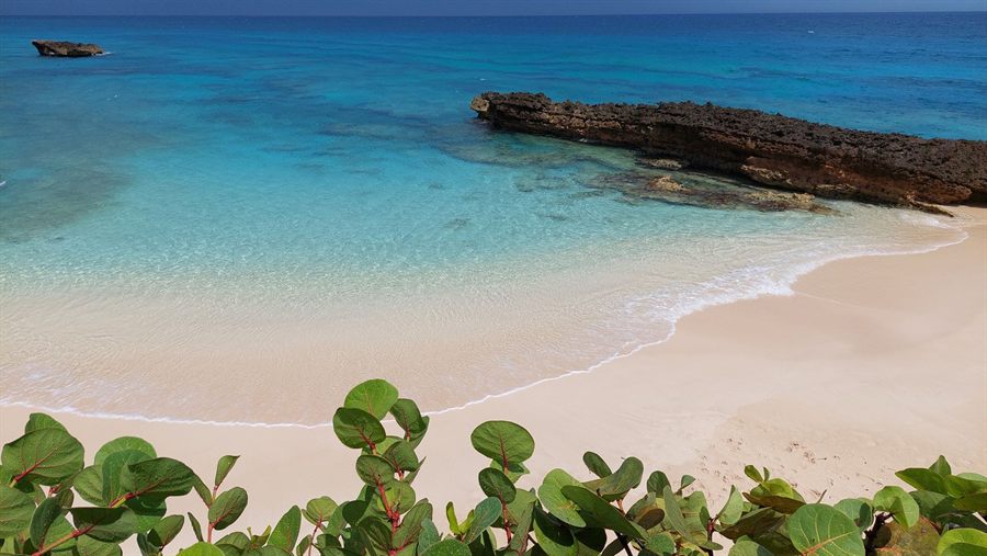 Turquoise cove and white sand beach in Anguilla